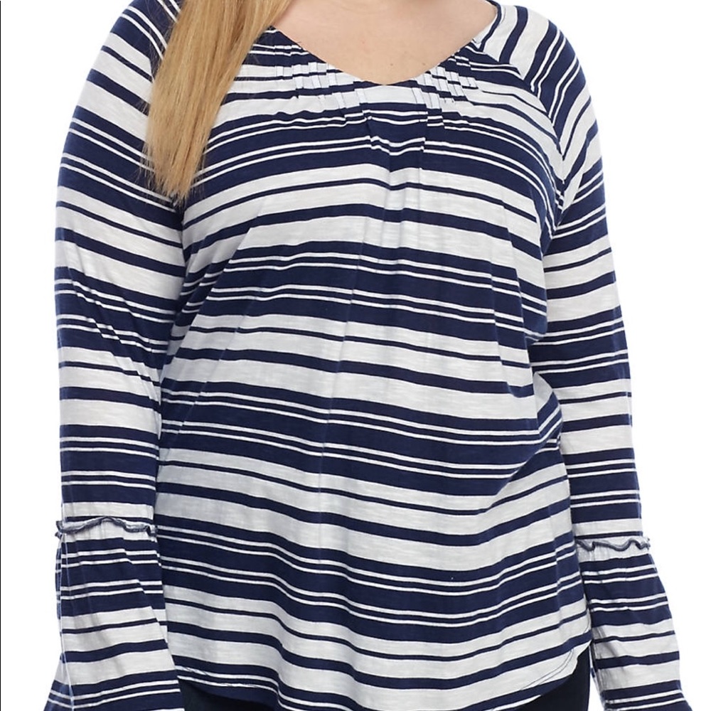 New Direction Pleated V-neck Knit Top
